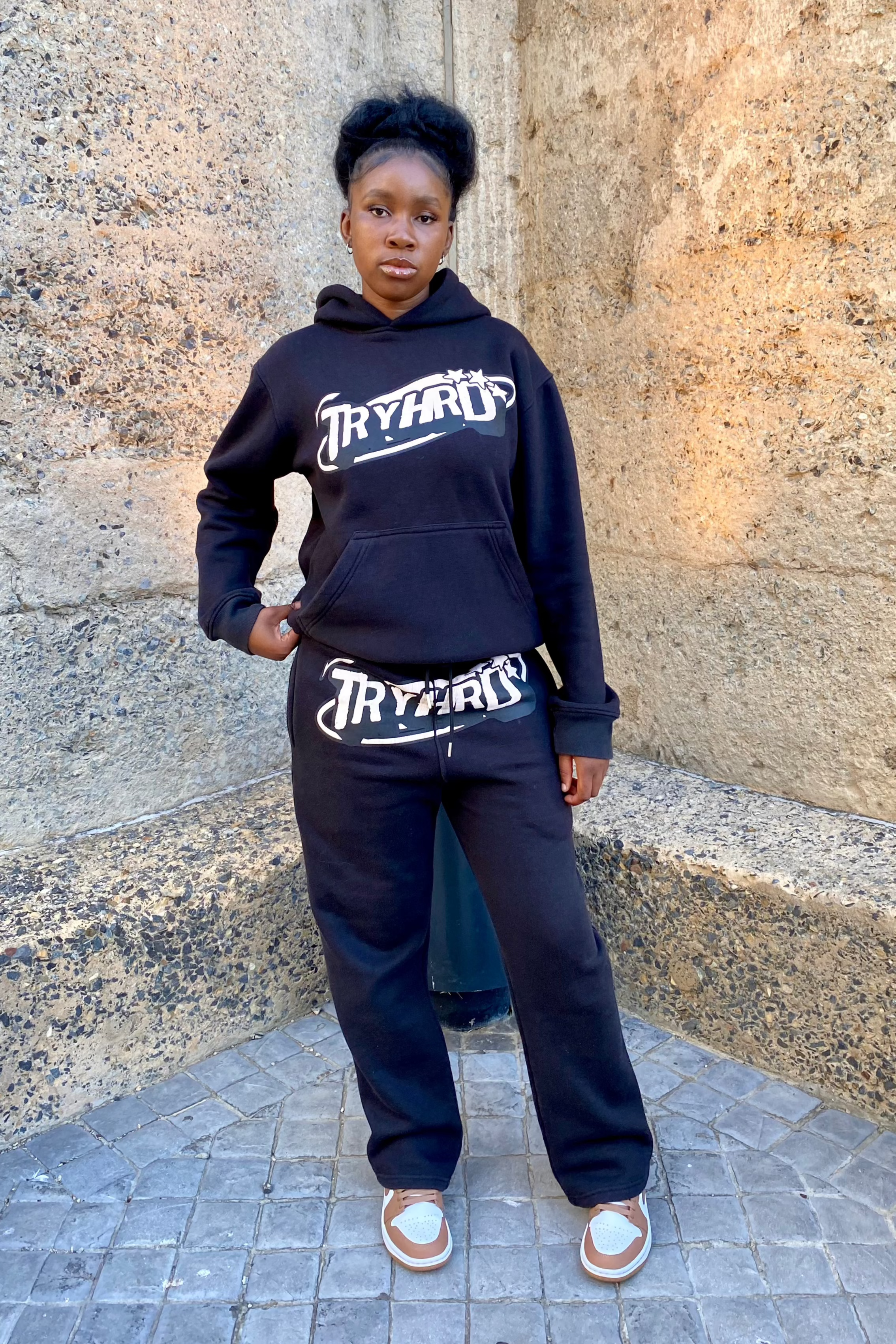 TYSQ Puff-Print Tracksuit - Black