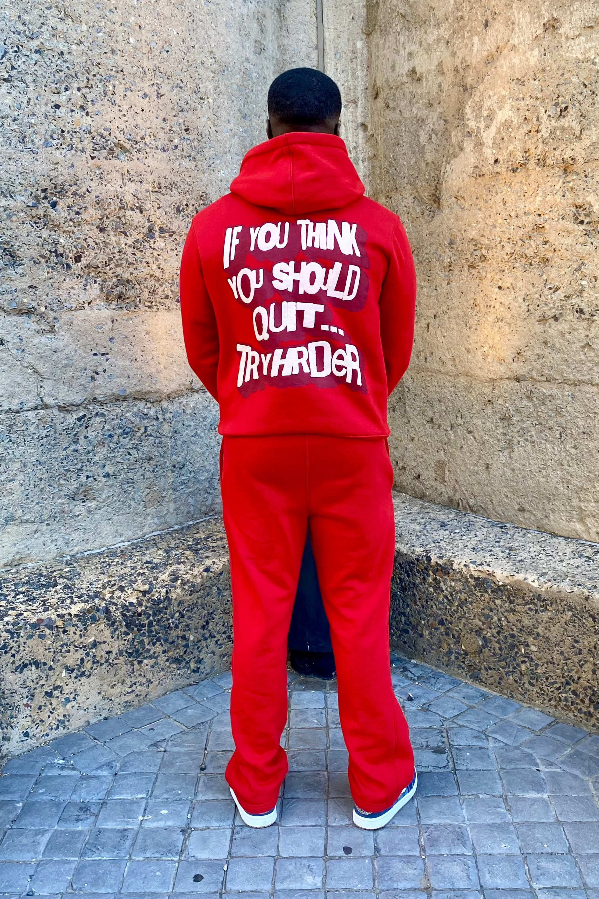 TYSQ Puff-Print Tracksuit - Red