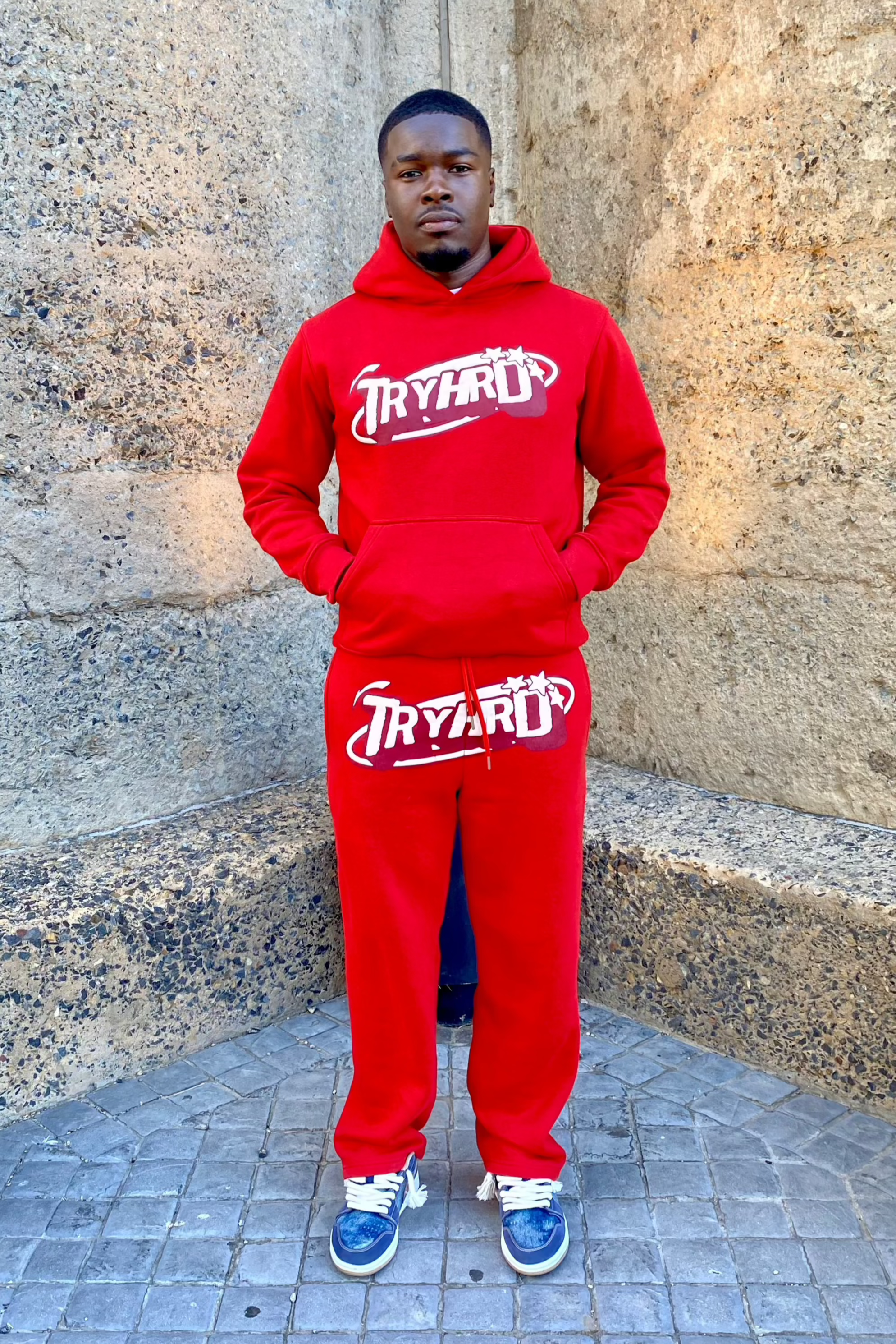 TYSQ Puff-Print Tracksuit - Red