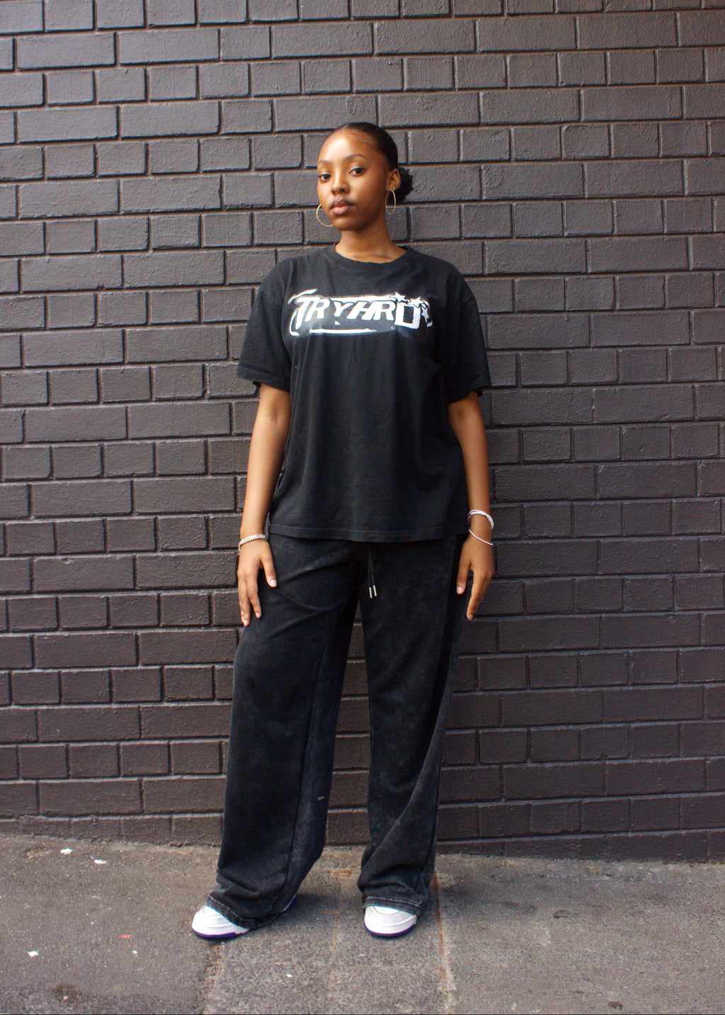 TryHrd Tee: black logo T-shirt