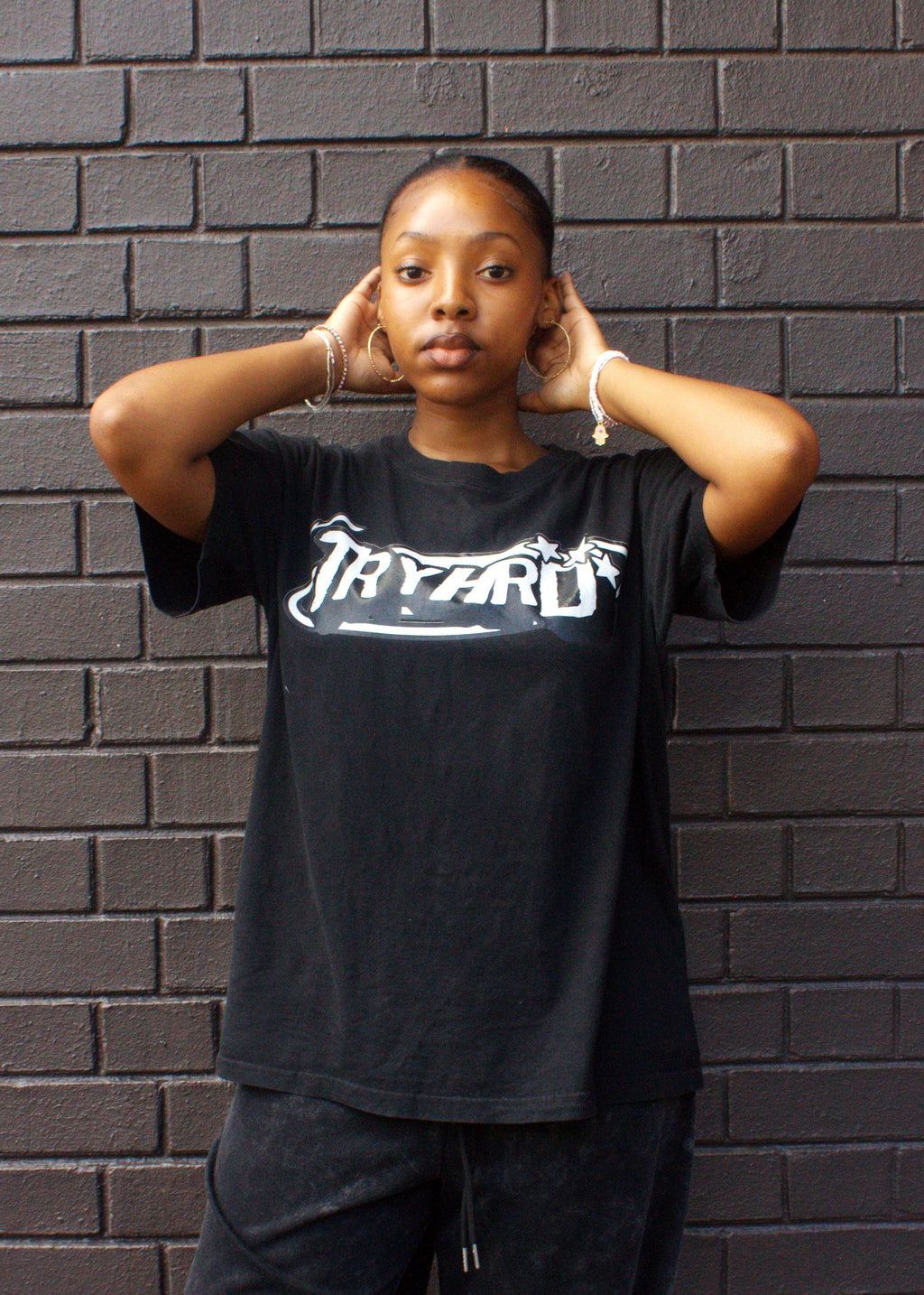TryHrd Tee: black logo T-shirt