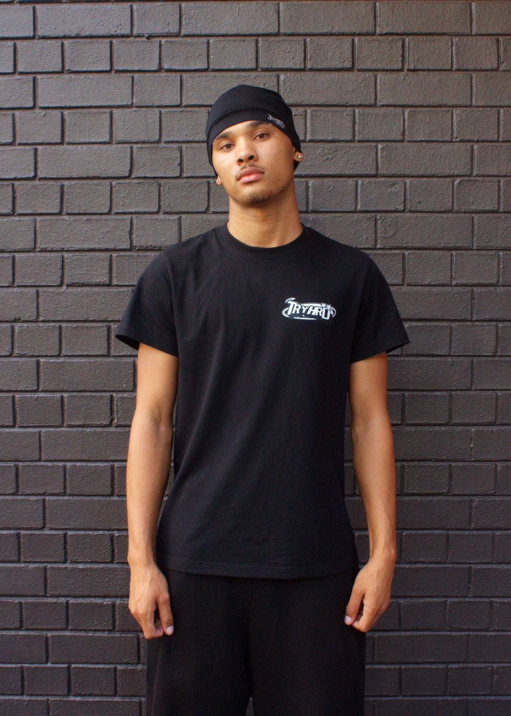 It's OK To TryHrd Tee: black graphic T-shirt