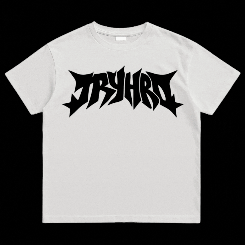 Light Discipline Tee: white TryHrd T-shirt in a custom print colour