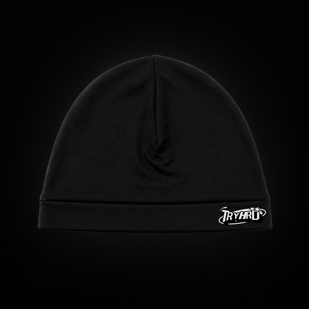 OG TryHrd Skull Cap: black beanie with the TryHrd script on the cuff