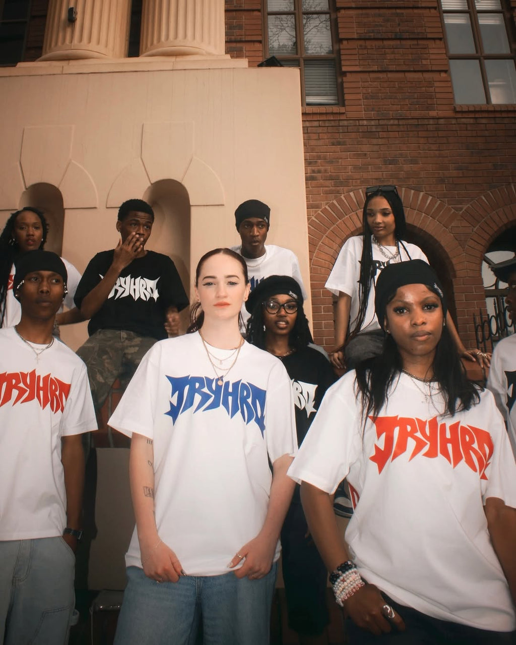 Light Discipline Tee: white TryHrd T-shirt in a custom print colour