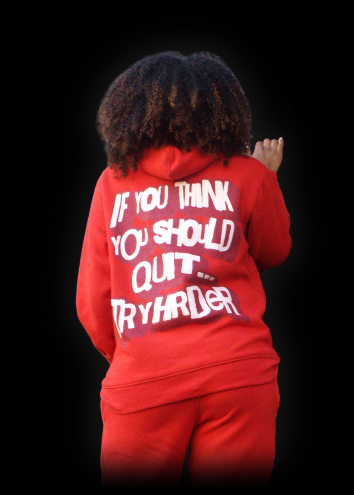 TryHrder Tracksuit in red: puff print hoodie and joggers