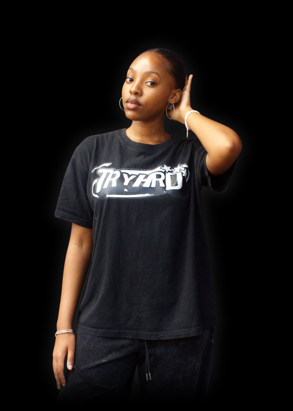 TryHrd Tee: black logo T-shirt