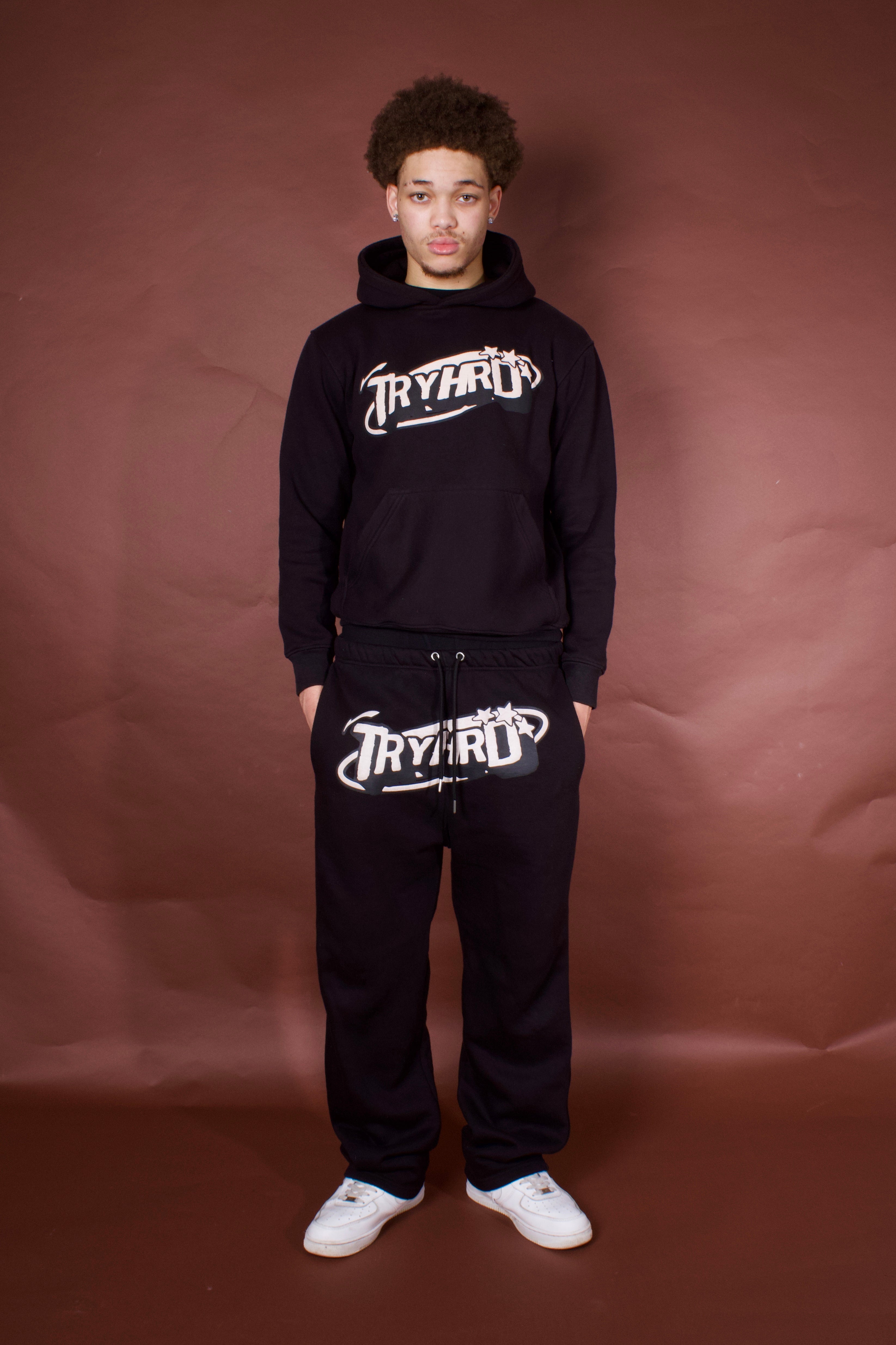 TYSQ Puff-Print Tracksuit - Black