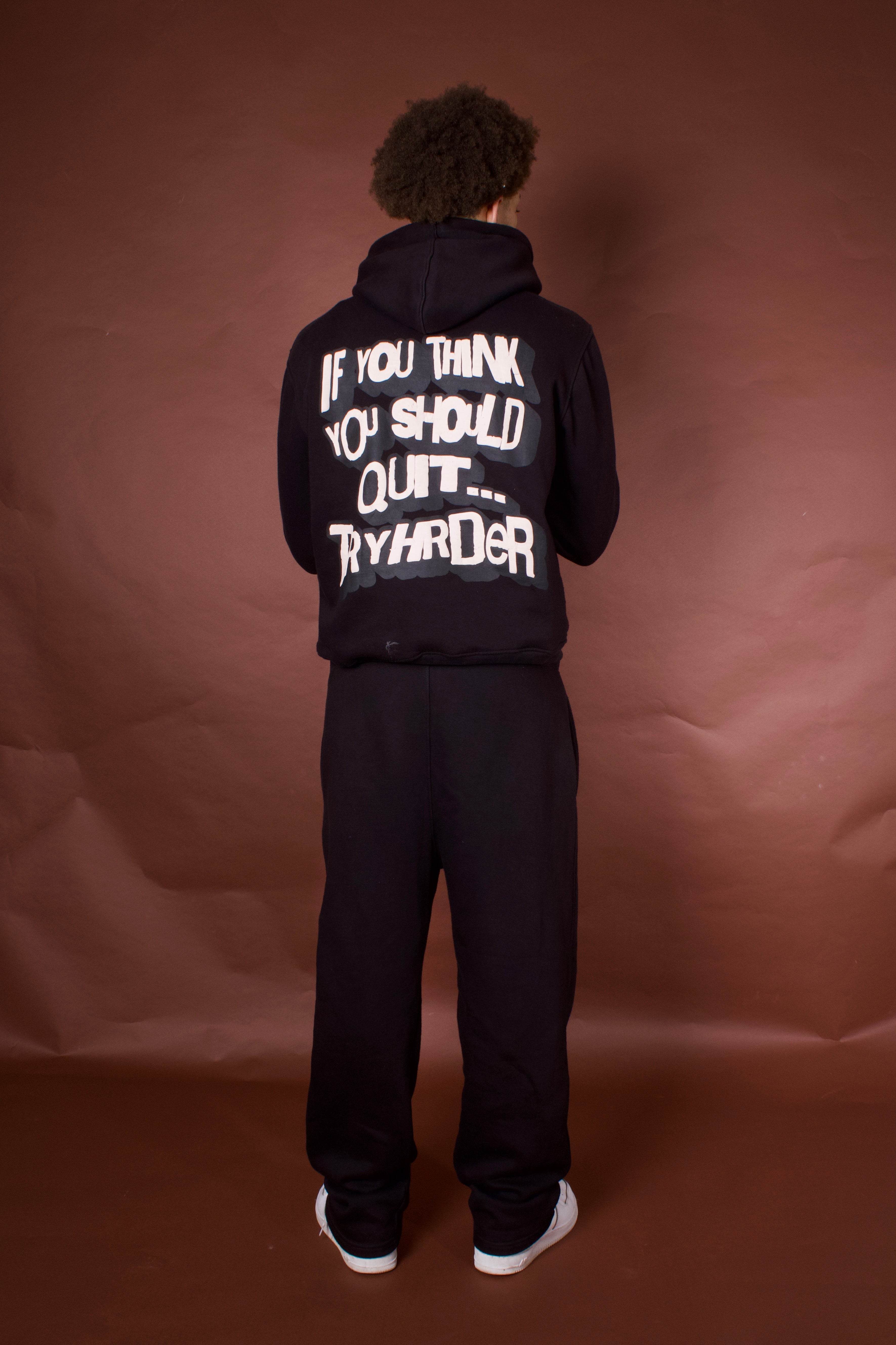 TYSQ Puff-Print Tracksuit - Black