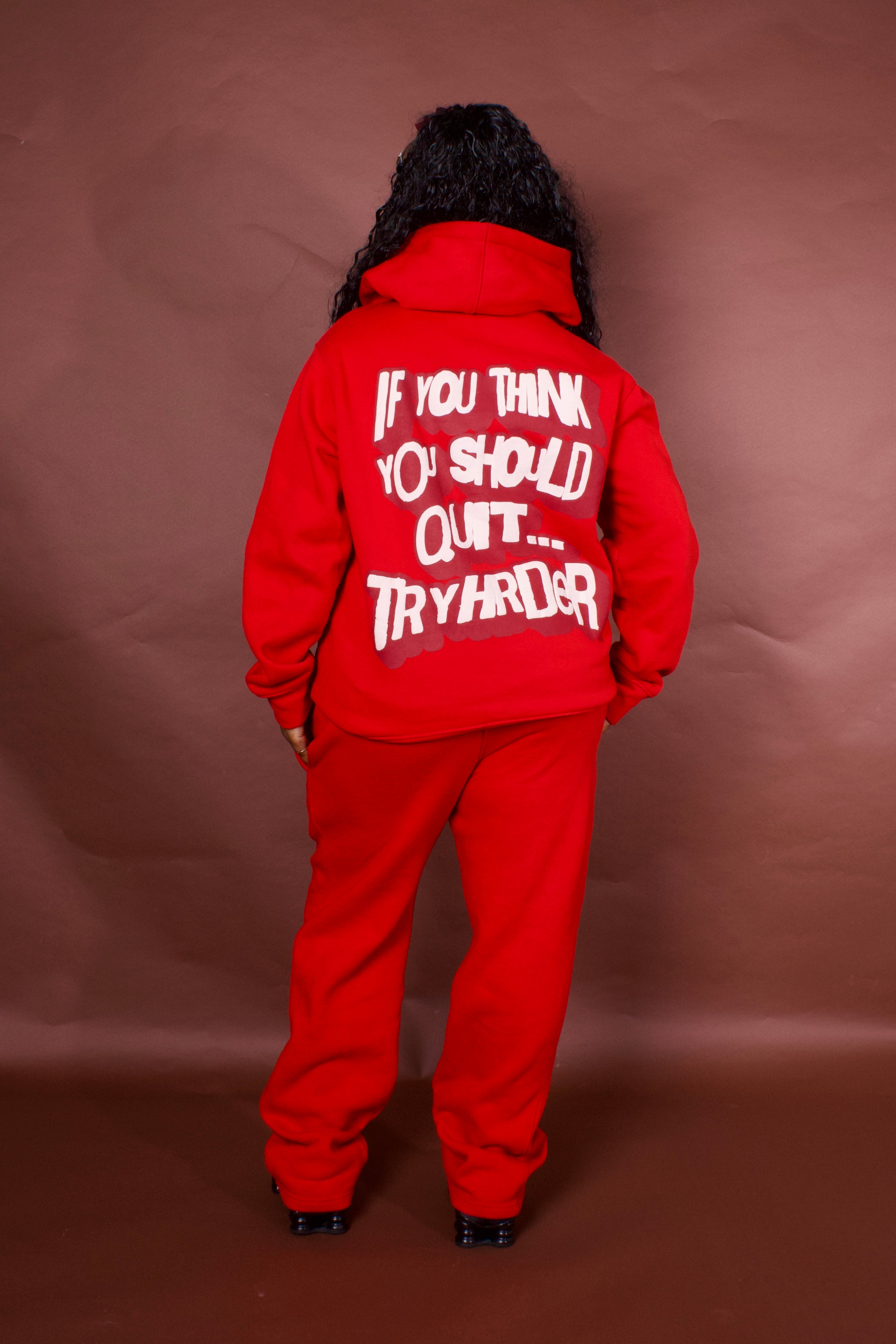 TYSQ Puff-Print Tracksuit - Red